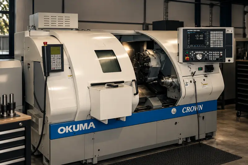 Okuma Crown CNC lathe at Micro Tool Engineering