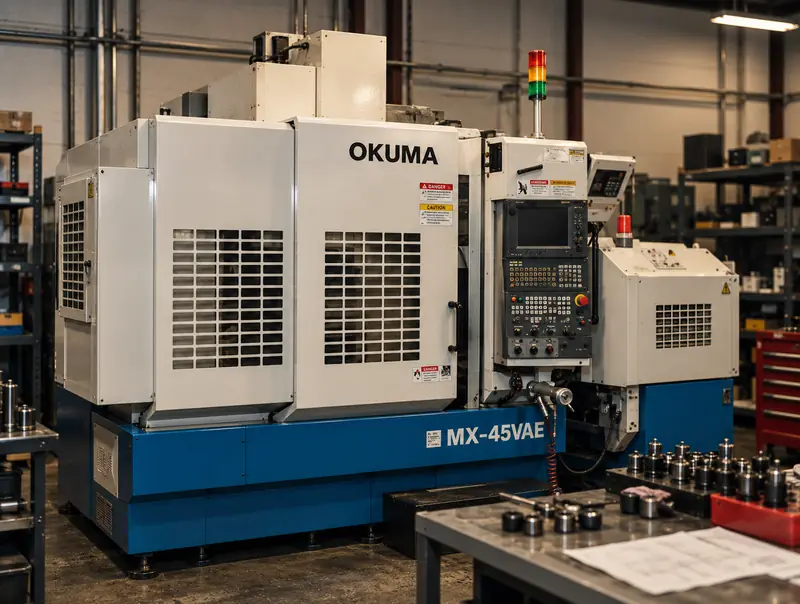 Okuma MX-45VAE CNC vertical machining center at Micro Tool Engineering